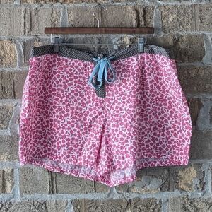 Boden Ditzy Floral Pajama Shorts 100% Cotton Size 20 Pink White Polka Dot